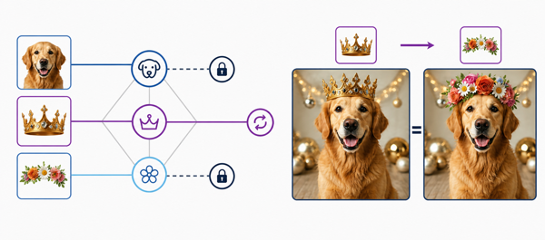 Concept-level control changing a dog's crown while preserving its identity